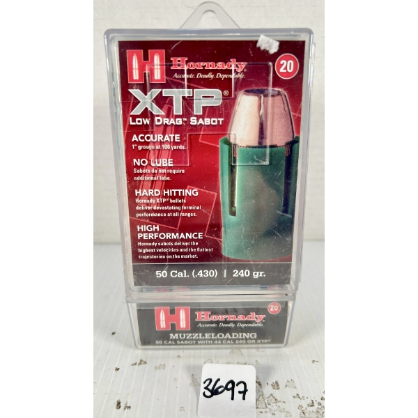 BULLETS: 40X HORNADY .45 CAL W/ .50 CAL SABOTS - 240 GR HP