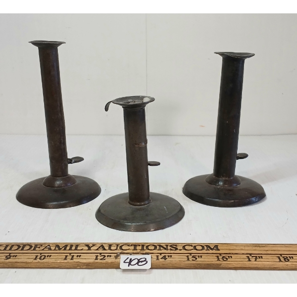 LOT OF 3 - HOGSCRAPER CANDLESTICKS