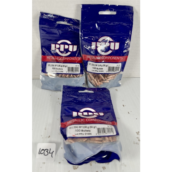 BULLETS: 300X PPU .22 CAL - 55 GR SP