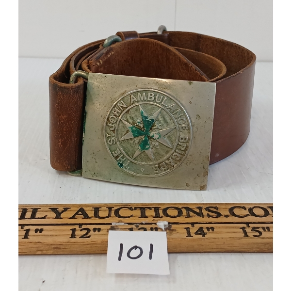 WWI ST. JOHNS AMBULANCE BELT & BUCKLE