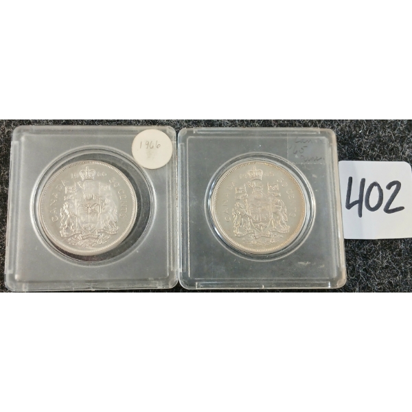 LOT OF 2 - 1966 CDN 50 CENT SILVER COINS