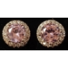 Image 1 : PAIR OF STERLING & PINK CZ HALO STUD EARRINGS