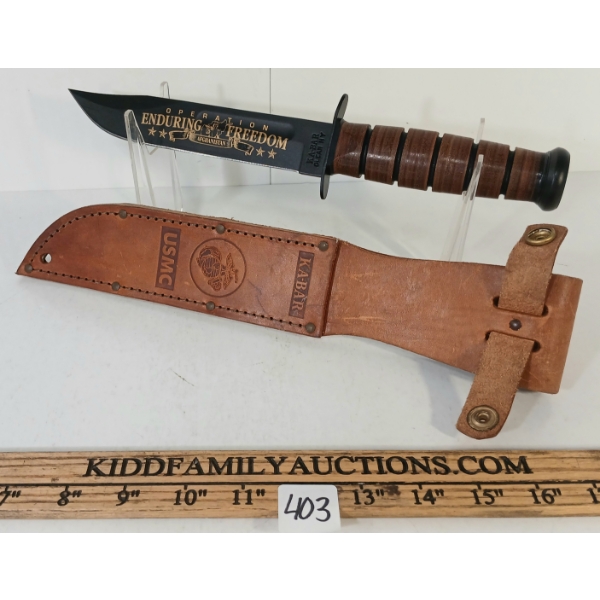 USMC "OPERATION ENDURING FREEDOM AFGHANISTAN" KA-BAR KNIFE W/ SHEATH