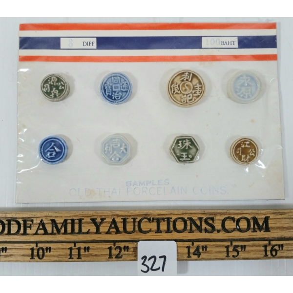 OLD THAI PORCELAIN COINS - SEALED