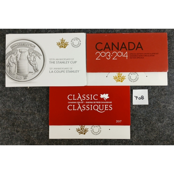 LOT OF 3 - 2013-2017 RCM UNCIRCULATED SETS - 125TH ANNIVERSARY OF THE STANLEY CUP, ETC