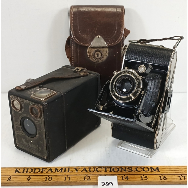 LOT OF 2 - 1940 MARKSMAN SIX-20 & 1933-42 AGFA BILLY RECORD 7.7 CAMERAS 