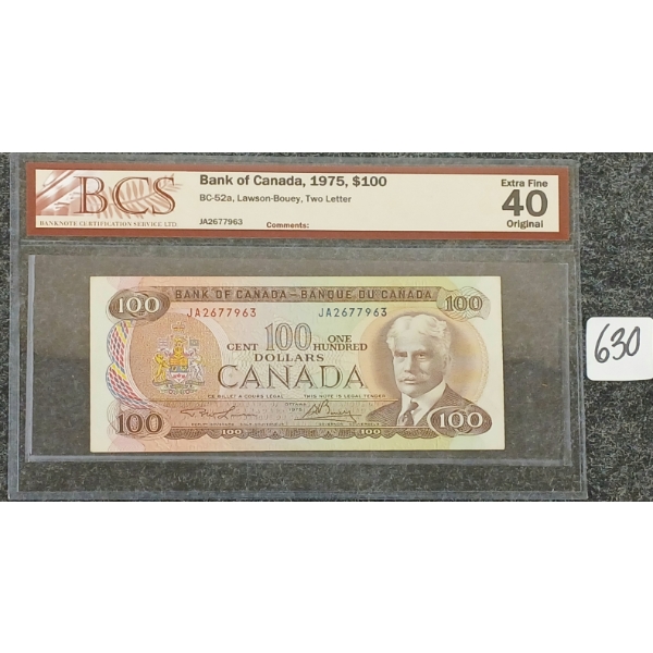 1975 CDN $100 BANKNOTE - BCS GRADED
