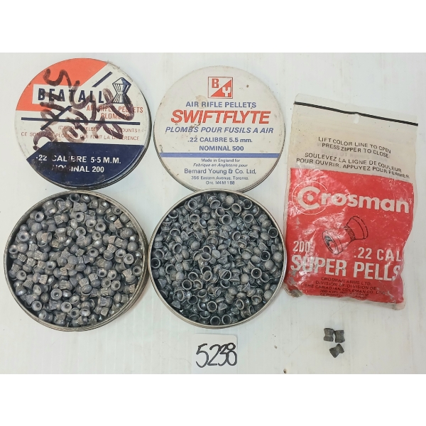 PELLETS: APPROX 1200X MIXED .22CAL AIR RIFLE PELLETS