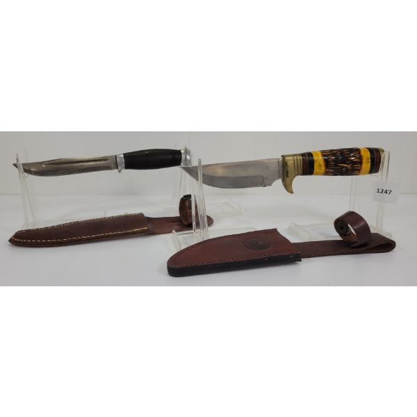 LOT OF 2 - TIMBER RATTLER TR44 & UNMARKED HUNTING KNIVES 