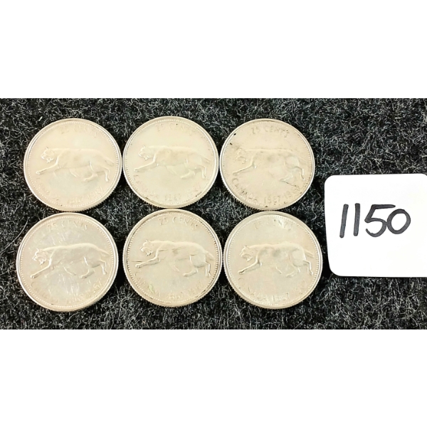 LOT OF 6 - 1967 CDN 25 CENT COINS