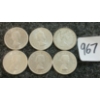 Image 2 : LOT OF 6 - 1964-1968 CDN 25 CENT COINS