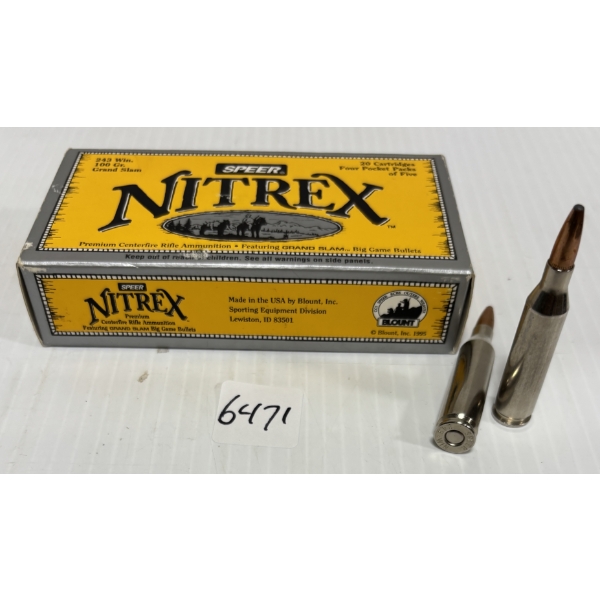AMMO: 20 X SPEER NITREX .243 - 100 GR