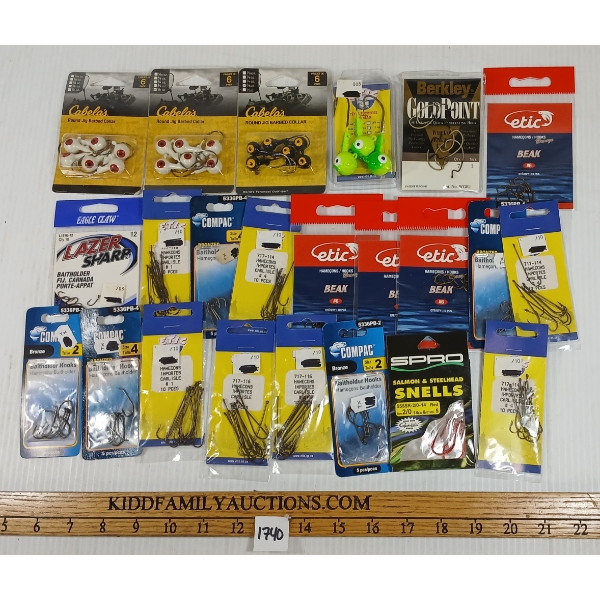 JOB LOT - FISH HOOKS - INCL ROUND JIG BARBED COLLARS