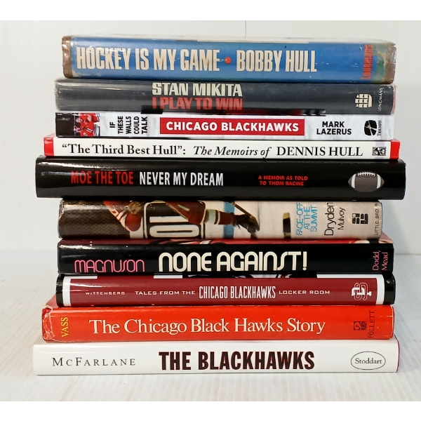 LOT OF 10 - HOCKEY BOOKS - "HOCKEY IS MY GAME", "I PLAY TO WIN MY OWN STORY", ETC