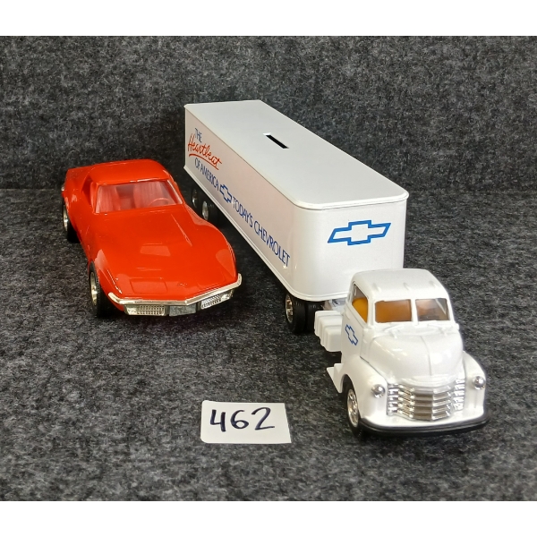 LOT OF 2 - ERTL AMT MODELS - INCL CHEVROLET TRANSPORT TRUCK & 1970 CHEVROLET CORVETTE LT-1