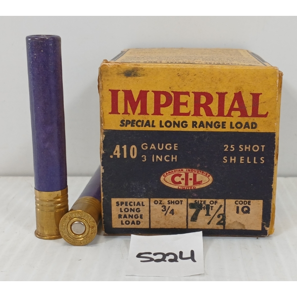 AMMO: 25X IMPERIAL .410GA - 3IN - #7 1/2 SHOT - COLLECTIBLE BOX 