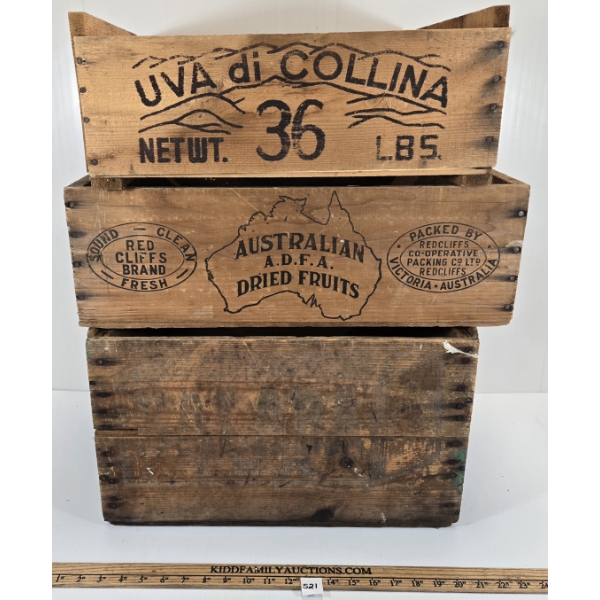 LOT OF 3 - SALADA TEA AND FRUIT CRATES 