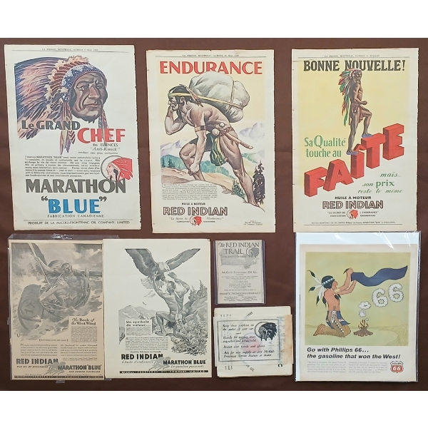 LOT OF 8 - MCCOLL-FRONTENAC NAPKINS & RED INDIAN PAPER ADVERTISEMENTS 