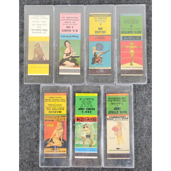 LOT OF 7 - PIN-UP ADVERTISING MATCHBOOK PACKAGES - EDDY MATCH CO., ETC