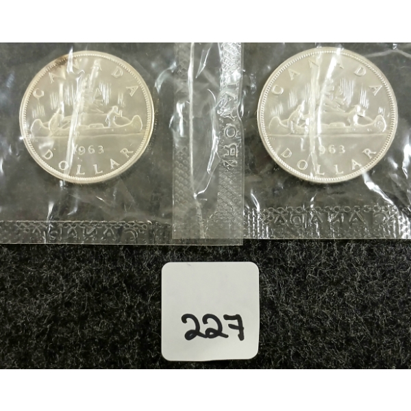  LOT OF 2 - 1963 CDN SILVER DOLLARS - VOYAGEUR