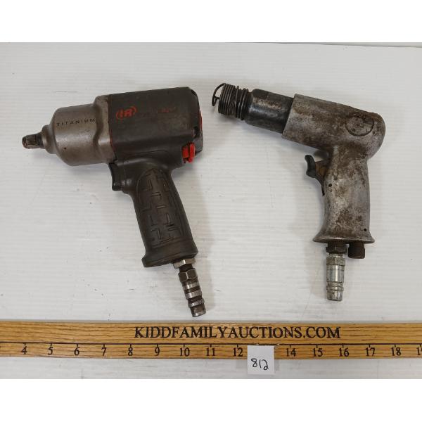 LOT OF 2 - AIR TOOLS - IMPACT WRENCH & AIR HAMMER