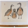 Image 1 : "THREE SHOREBIRDS" BY KANANGINAK POOTOOGOOK(1935 - 2010) - MOUNTED STONECUT ON BOARD