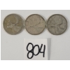 Image 1 : LOT OF 3 - 1943 CDN 25 CENT SILVER COINS
