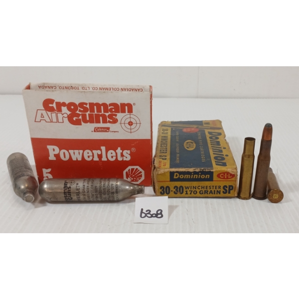 AMMO / BRASS / CO2: 8X CIL .30-30 - 170GR - SP LIVE / 10X BRASS / 2X CROSMAN POWERLETS