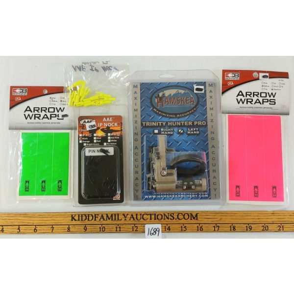 LOT OF 5 - TRINITY HUNTER PRO, AAE IP NOCKS & ARROW WRAPS