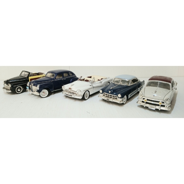 LOT OF 5 - ARKO & SIGNATURE DIECAST MODELS - 1941 PLYMOUTH, 1949 CADILLAC, 1953 BUICK, ETC