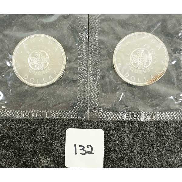  LOT OF 2 - 1964 CDN SILVER DOLLARS - CHARLOTTETOWN