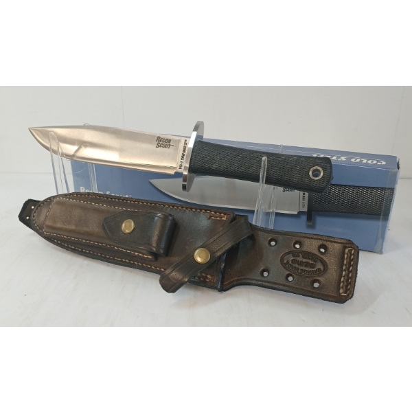 COLD STEEL RECON SCOUT KNIFE W/ LEATHER SHEATH
