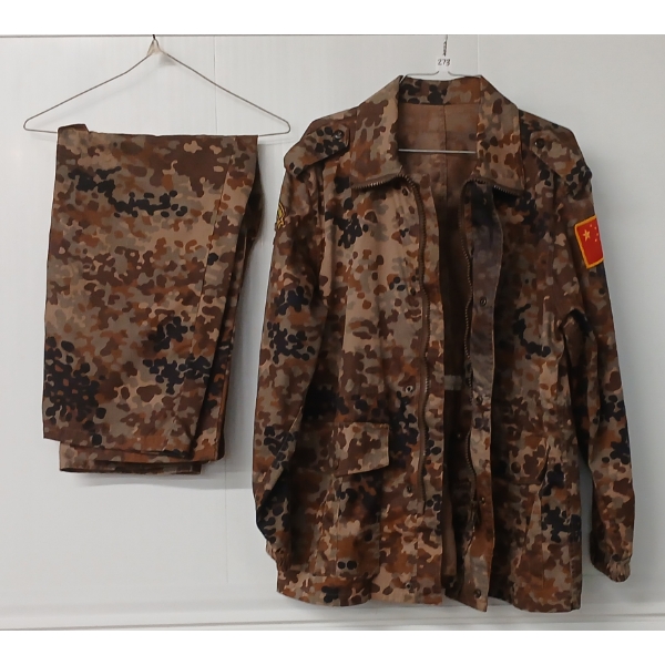 LOT OF 2 - CHINESE PEOPLE'S LIBERATION ARMY CAMO UNIFORM COAT & PANTS
