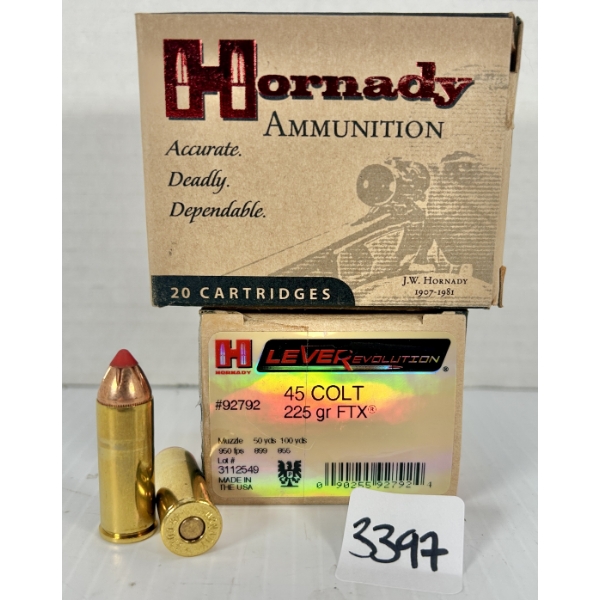 AMMO: 40X HORNADY .45 COLT - 225 GR POLY TIP