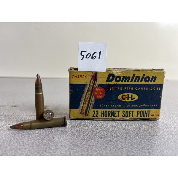 AMMO: 20X DOMINION .22 HORNET 45GR. 