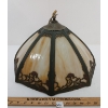 Image 3 : 8 PANEL WROUGHT IRON SLAG GLASS CHANDELIER