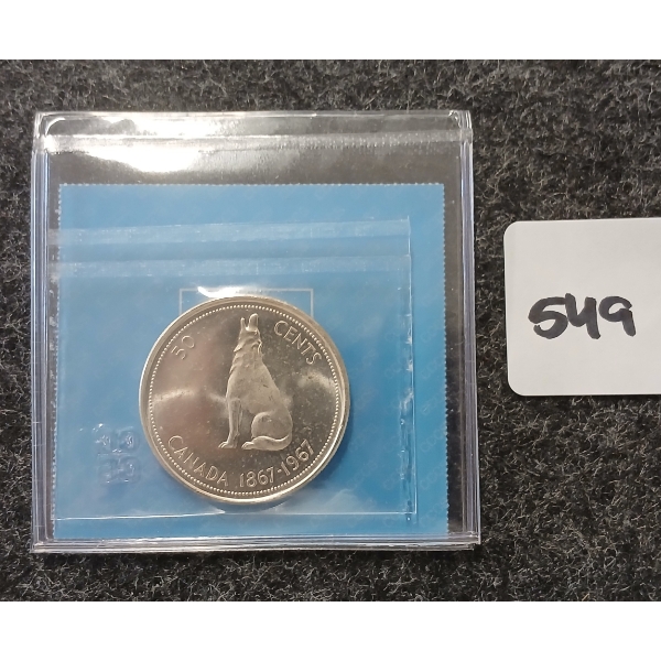 1967 CDN SILVER 50 CENT COIN - CCCS GRADED