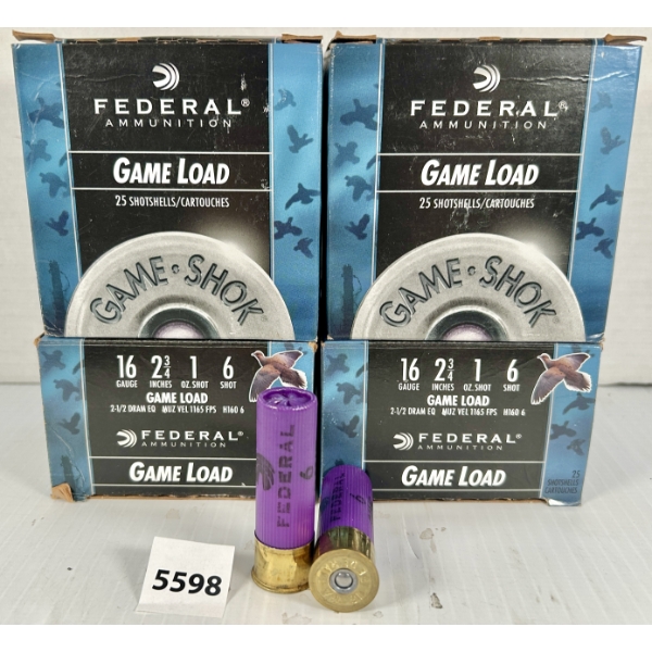 AMMO: 100X FEDERAL 16 GA 2-3/4 IN - #6