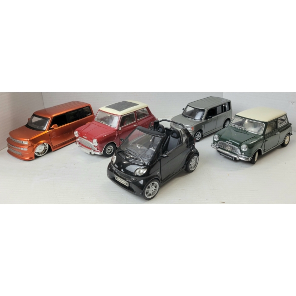 LOT OF 5 - JADA, MAISTO & KYOSHO DIECAST MODELS - INCL 1964 MINI COOPER & MINI COOPER MORRIS