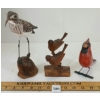 Image 1 : LOT OF 3 - FOLK ART BIRDS - CARDINAL MORNING DOVES, SANDPIPER