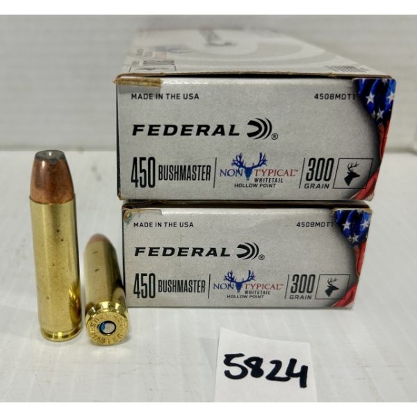 AMMO: 40X FEDERAL .450 BUSHMASTER 300GR. HP 