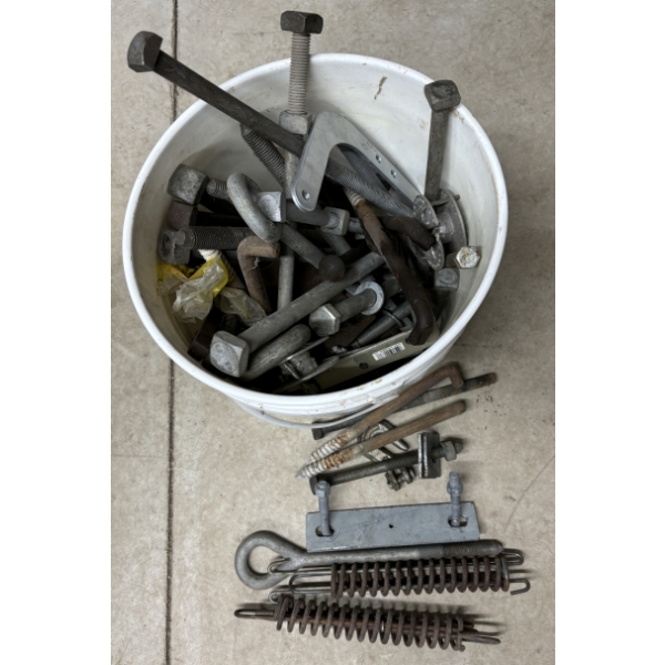JOB LOT - MIXED HARDWARE, CLEVISES, GATE BOLTS, ETC.