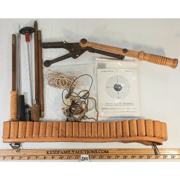 JOB LOT - CLEANING KIT, SHELL BELT, BIPOD & TARGET SHEETS
