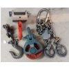 Image 1 : LOT OF 4 - SKOOKUM RIGGING SNATCH BLOCK, LIFTING HOOK, CHAIN SLING