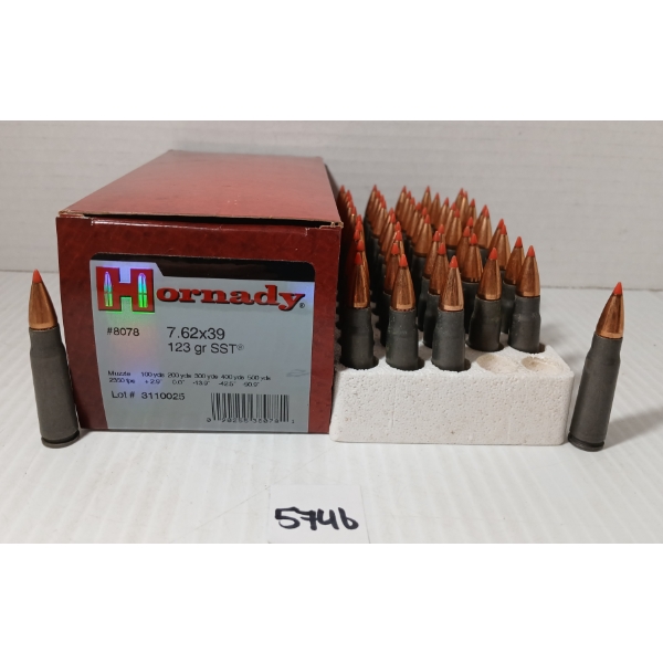AMMO: 50X HORNADY 7.62X39 - 123GR - SST