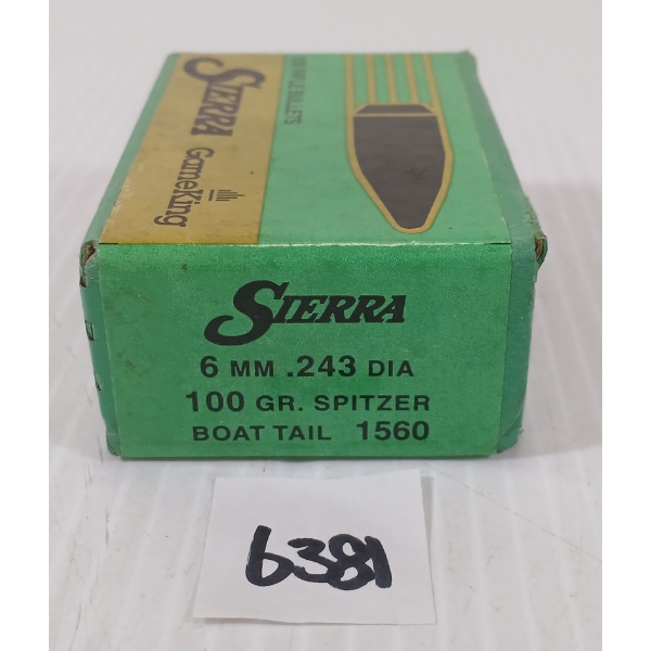 BULLETS: 100X SIERRA 6MM - 100GR - SPITZER - SEALED