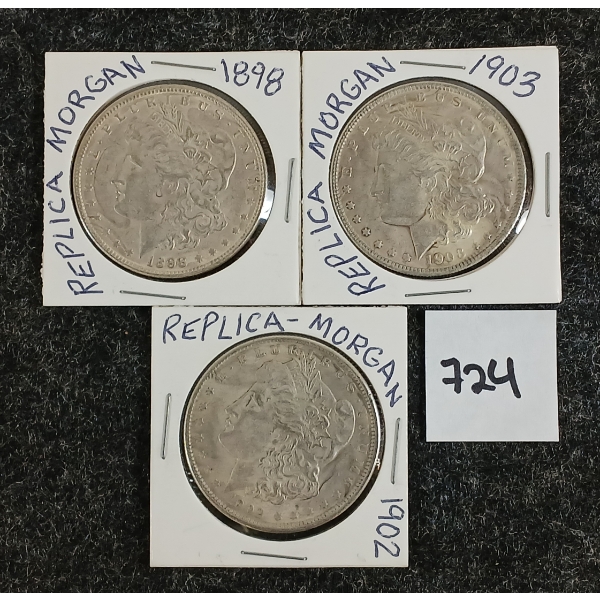 LOT OF 2 - 1898, 1902 & 1903 U.S. MORGAN REPLICA SILVER DOLLARS 