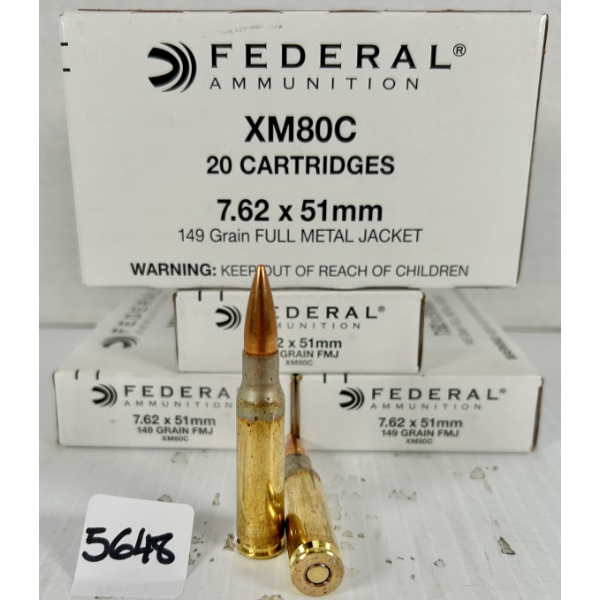 AMMO: 80X FEDERAL 7.62X51 MM NATO - 149 GR FMJ