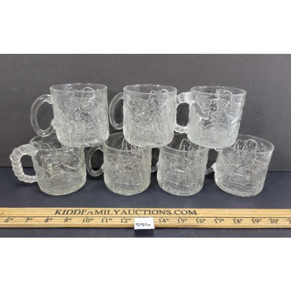 LOT OF 7 - MCDONALD'S BATMAN FOREVER TWO-FACE & THE RIDDLER GLASS MUGS