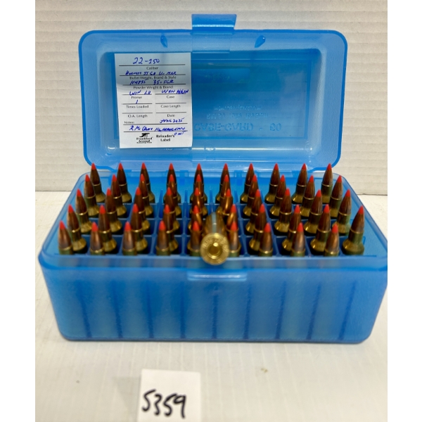 AMMO: 50X .22-250 REM 55GR. - RELOADS 